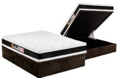 Conjunto Box Baú: Colchão Espuma Castor D45 Black e White Air + Base CRC Suede Brown