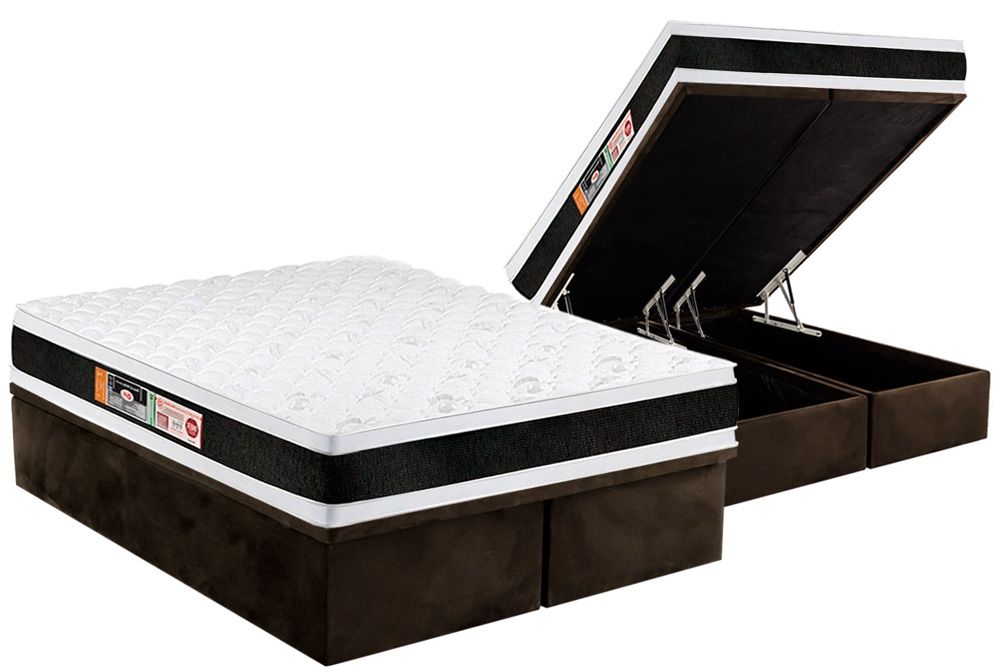 Cama Box Baú CRC +Colchão D45 Black White Castor