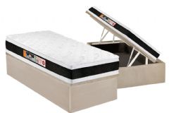 Cama Box Baú Filhão +Colchão D45 Black White Castor