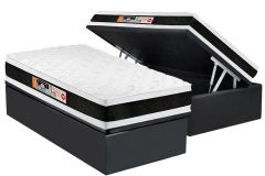 Cama Box Baú Filhão +Colchão D45 Black White Castor