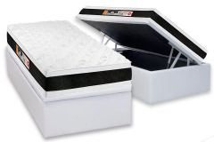 Cama Box Baú Filhão +Colchão D45 Black White Castor