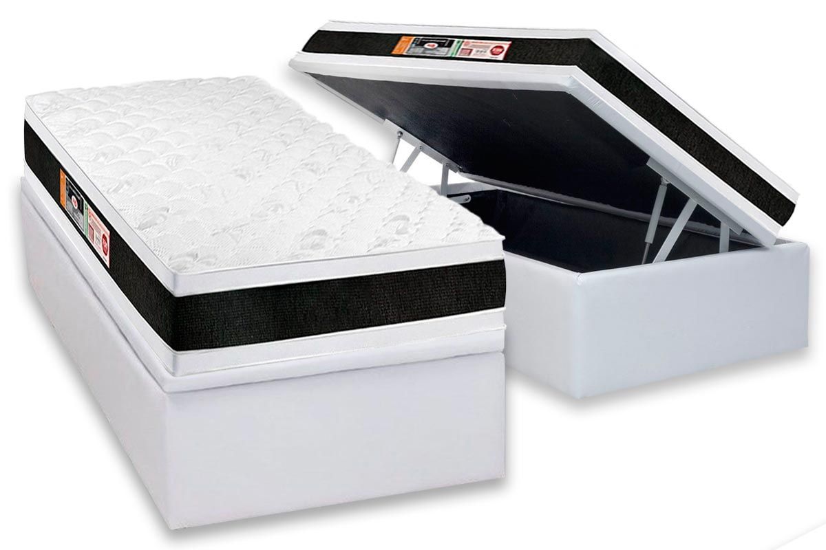 Cama Box Baú CRC +Colchão D45 Black White Castor