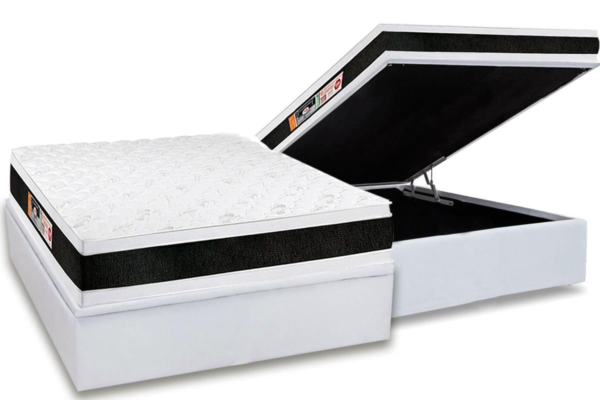 Cama Box Baú CRC +Colchão D45 Black White Castor