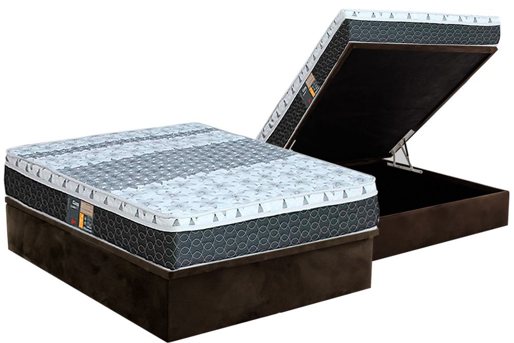 Cama Box Baú CRC +Colchão Molas Class Castor