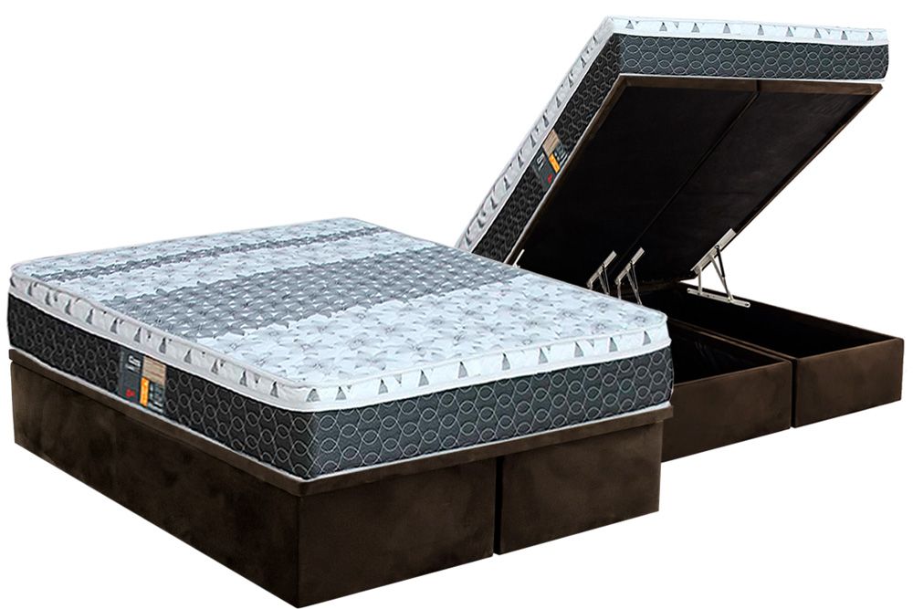 Cama Box Baú CRC +Colchão Molas Class Castor