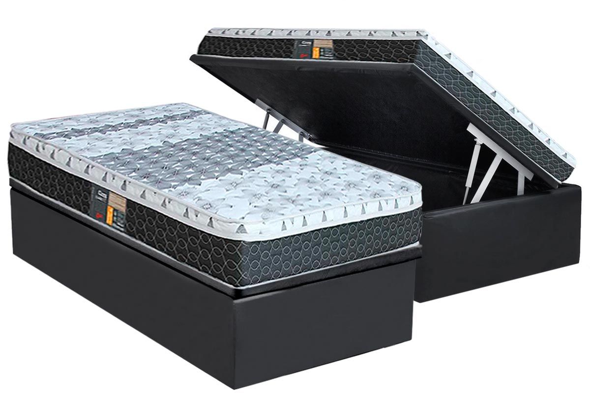 Cama Box Baú CRC +Colchão Molas Class Castor