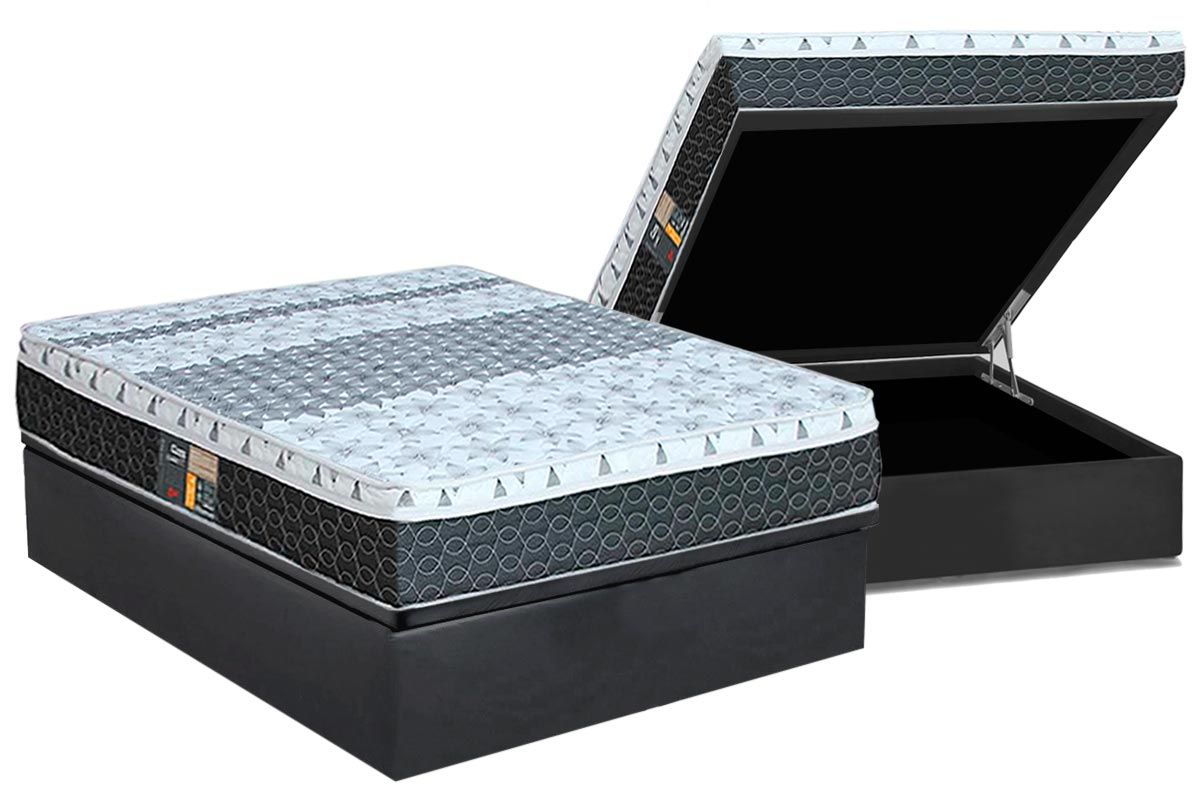 Cama Box Baú CRC +Colchão Molas Class Castor