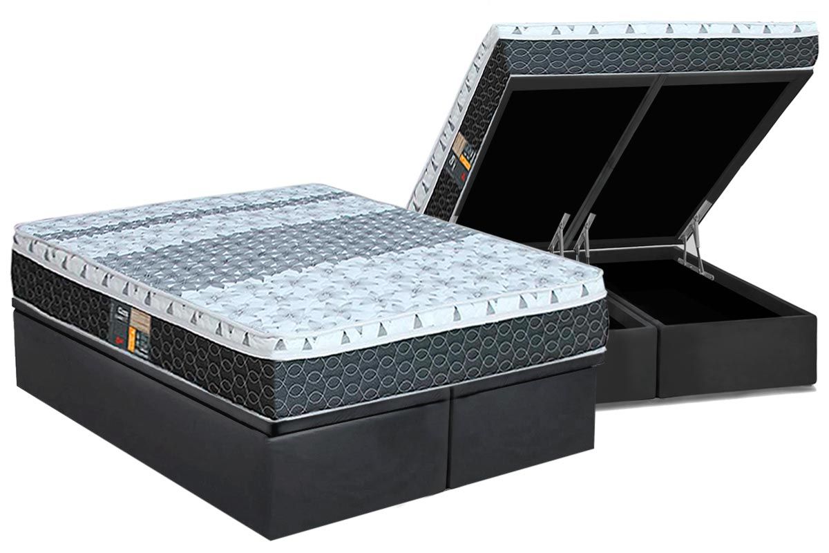 Cama Box Baú CRC +Colchão Molas Class Castor