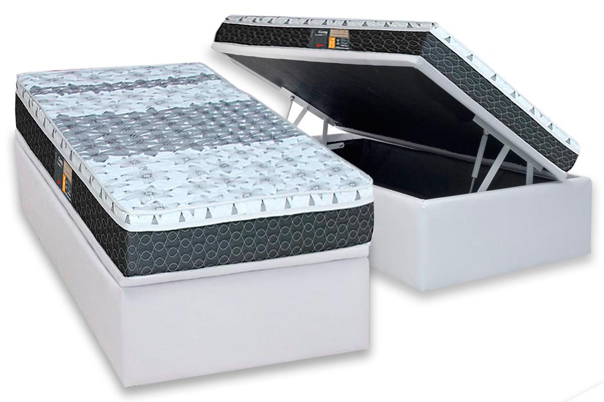 Cama Box Baú CRC +Colchão Molas Class Castor