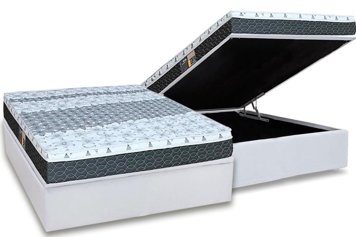 Cama Box Baú CRC +Colchão Molas Class Castor