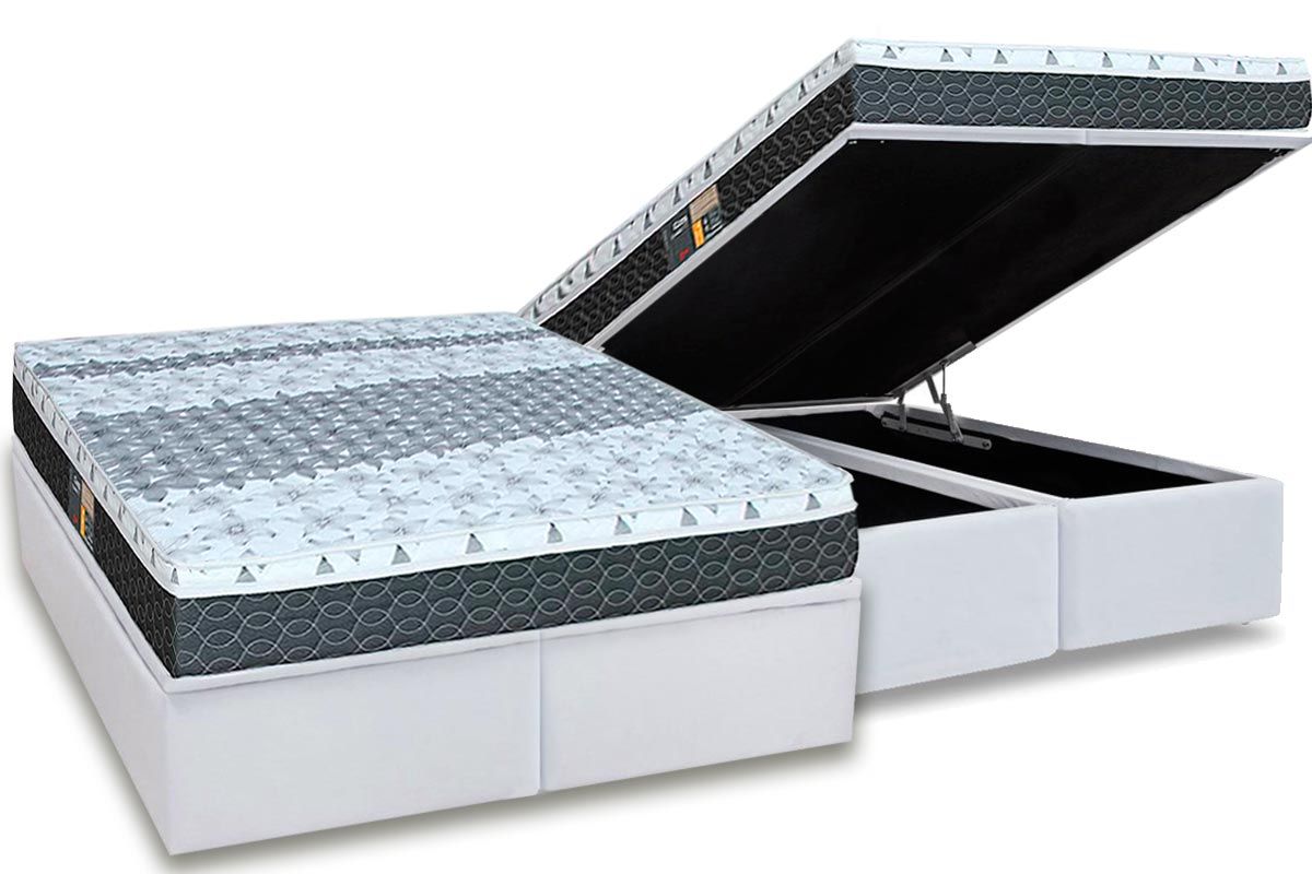 Cama Box Baú CRC +Colchão Molas Class Castor
