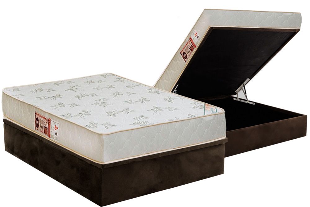 Cama Box Baú CRC +Colchão D33 Sleep Max Relax Castor