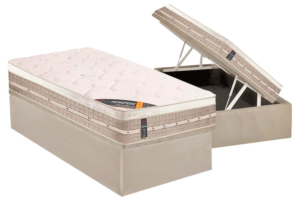 Cama Box Baú CRC +Colchão Molas Premium Castor
