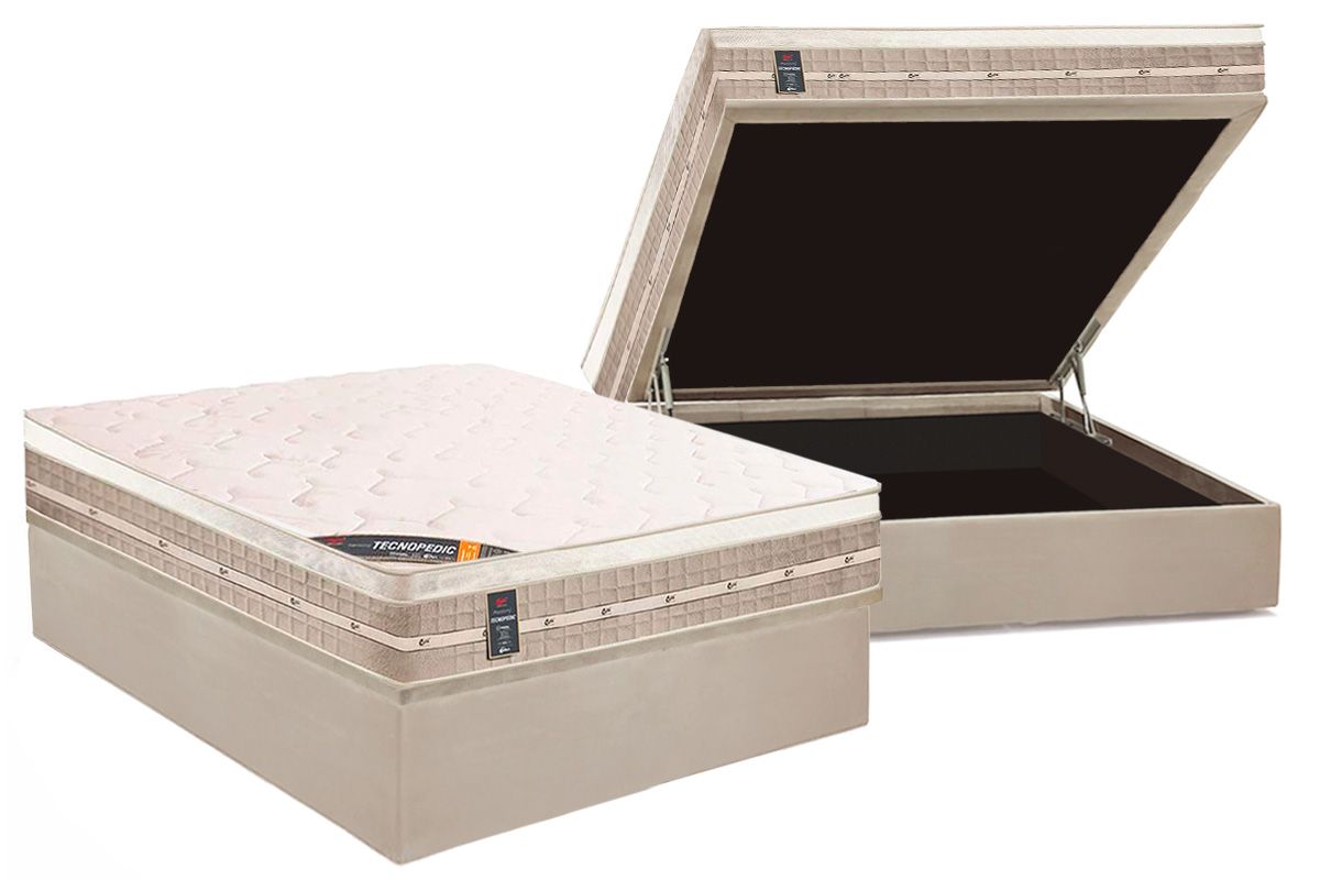 Cama Box Baú CRC +Colchão Molas Premium Castor