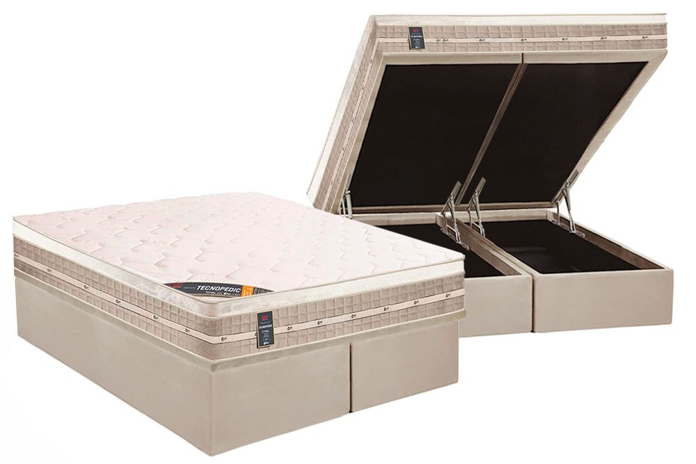 Cama Box Baú CRC +Colchão Molas Premium Castor