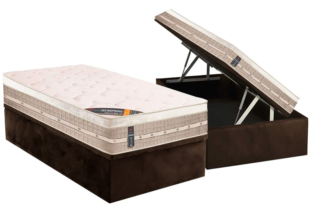 Cama Box Baú CRC +Colchão Molas Premium Castor
