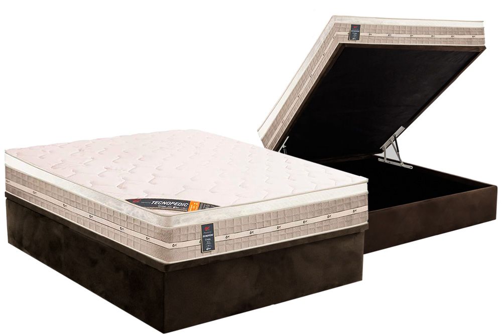 Cama Box Baú CRC +Colchão Molas Premium Castor