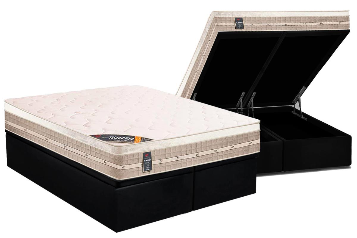 Cama Box Baú CRC +Colchão Molas Premium Castor
