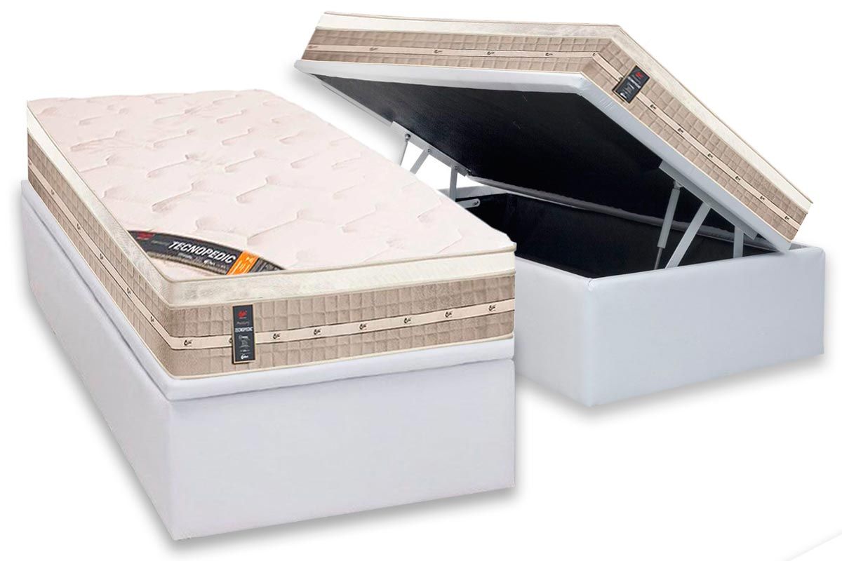 Cama Box Baú CRC +Colchão Molas Premium Castor