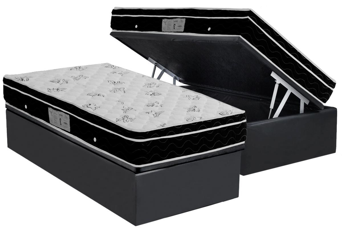 Cama Box Baú CRC +Colchão Molas Physical Ortobom