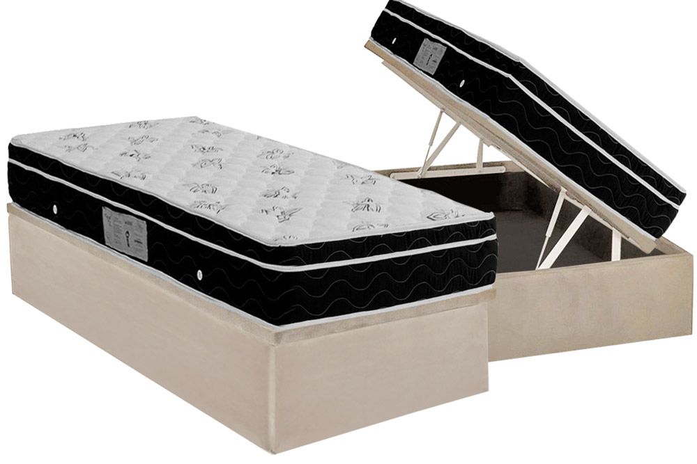 Cama Box Baú CRC +Colchão Molas Physical Ortobom