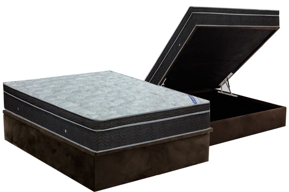 Cama Box Baú CRC +Colchão Molas Light Ortobom