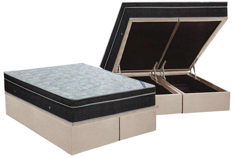 Cama Box Baú CRC +Colchão Molas Light Ortobom