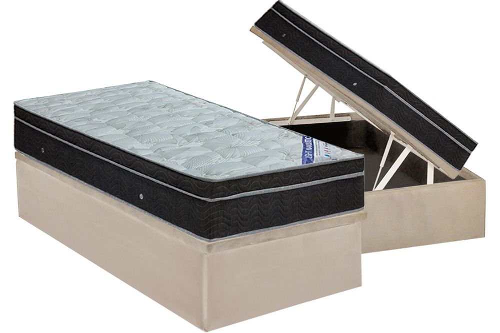 Cama Box Baú CRC +Colchão Molas Light Ortobom