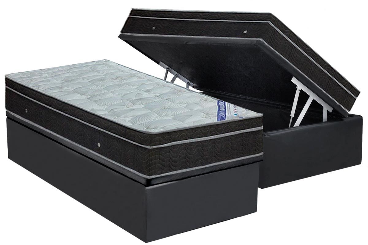 Cama Box Baú CRC +Colchão Molas Light Ortobom