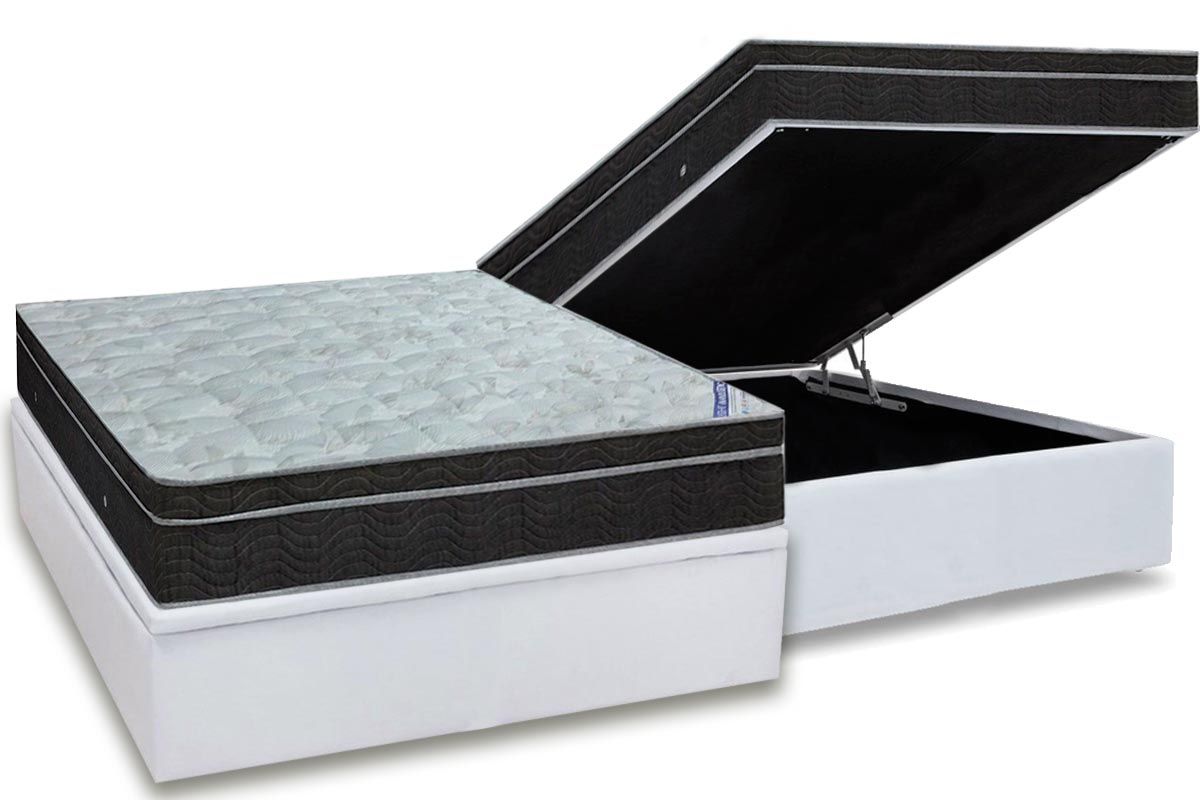 Cama Box Baú CRC +Colchão Molas Light Ortobom