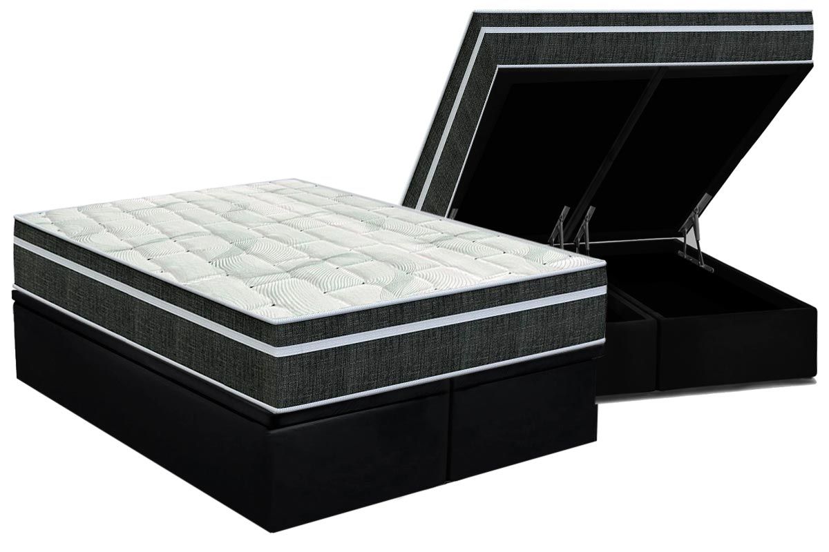 Cama Box Baú CRC +Colchão Molas Venezia Orthoflex
