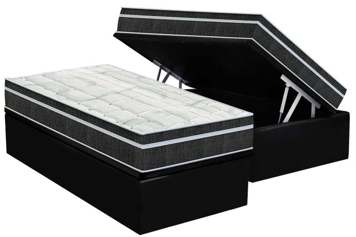 Cama Box Baú CRC +Colchão Molas Venezia Orthoflex