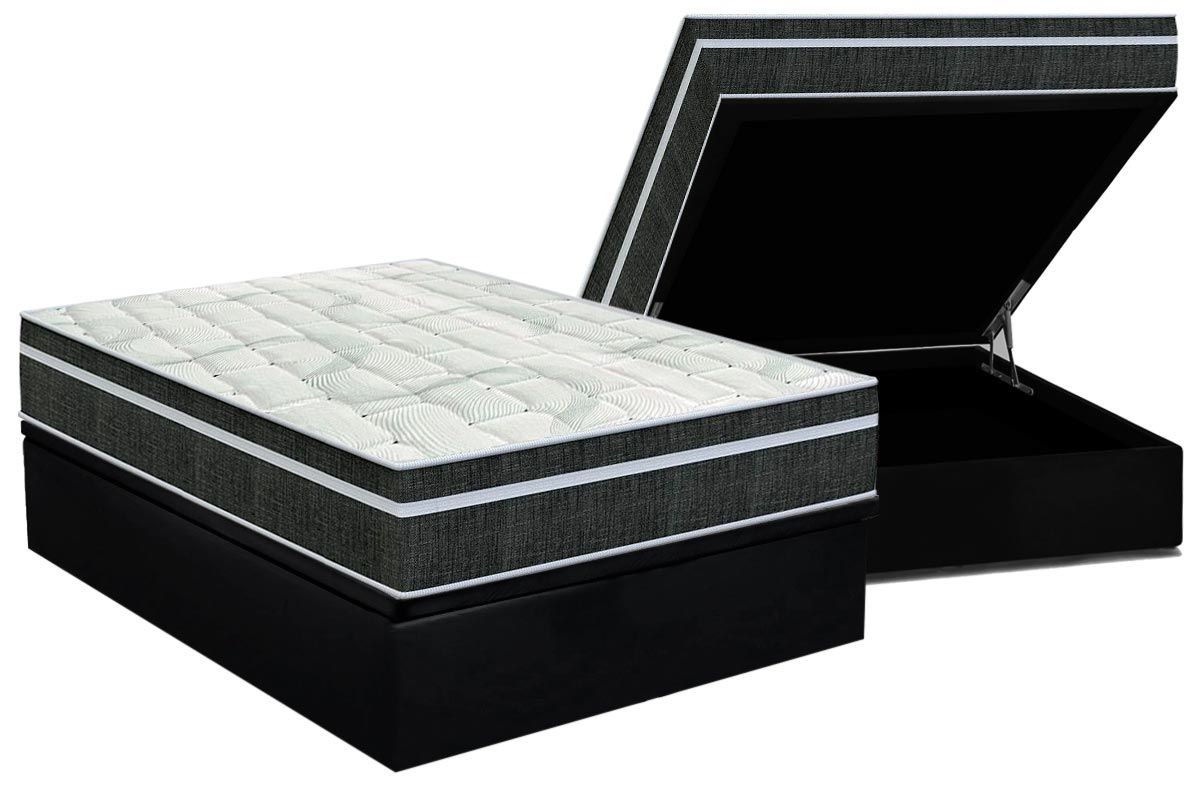 Cama Box Baú CRC +Colchão Molas Venezia Orthoflex