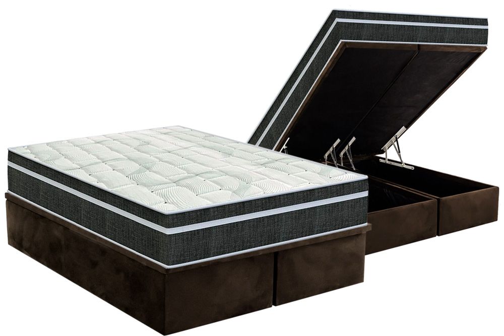 Cama Box Baú CRC +Colchão Molas Venezia Orthoflex
