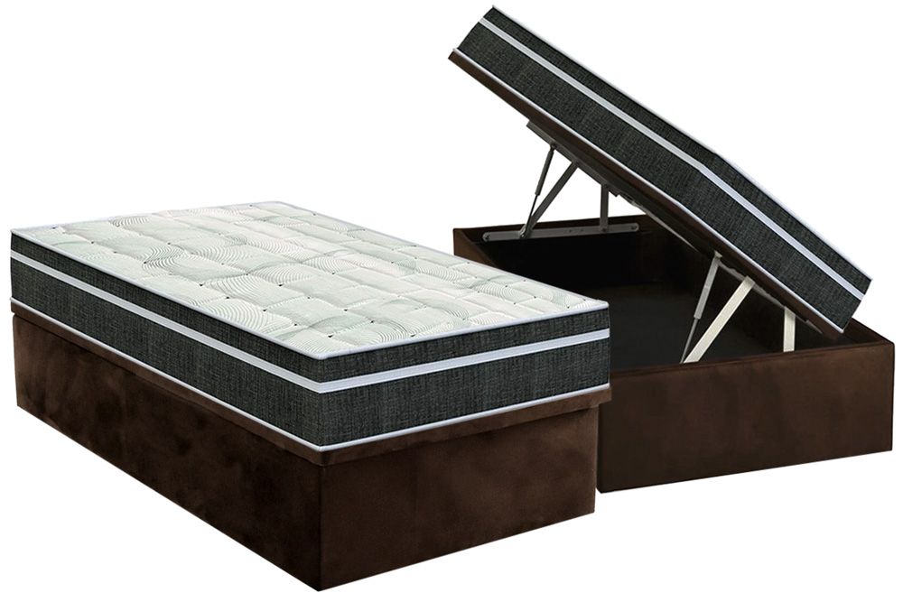 Cama Box Baú CRC +Colchão Molas Venezia Orthoflex