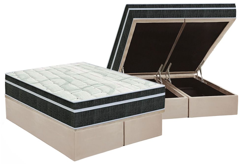Cama Box Baú CRC +Colchão Molas Venezia Orthoflex