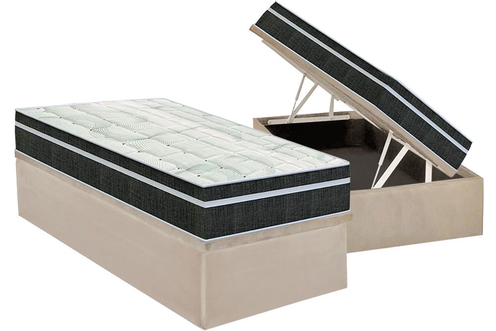 Cama Box Baú CRC +Colchão Molas Venezia Orthoflex