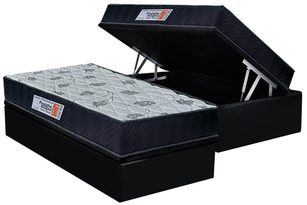Cama Box Baú CRC +Colchão Ortopédico Sogni Orthoflex