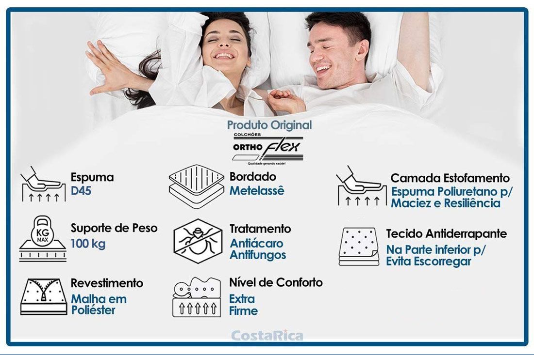Cama Box Baú CRC +Colchão Ortopédico Cecina Orthoflex