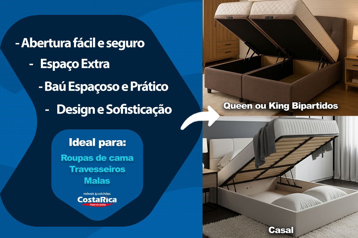 Cama Box Baú CRC +Colchão D33 ComfortPedic Orthoflex