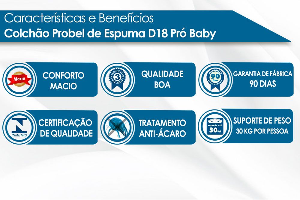 Colchão Probel D18 Baby Premium Colchão Probel D18 Baby Premium