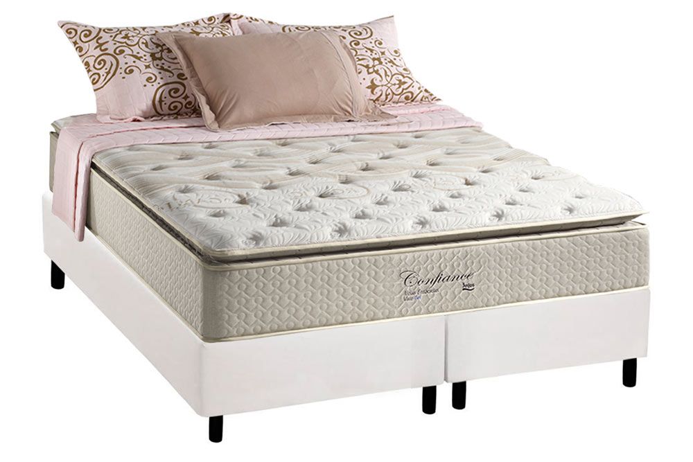 Cama Box : Colchão Molas Ensacadas Anjos Confiance + Base CRC Corano White 