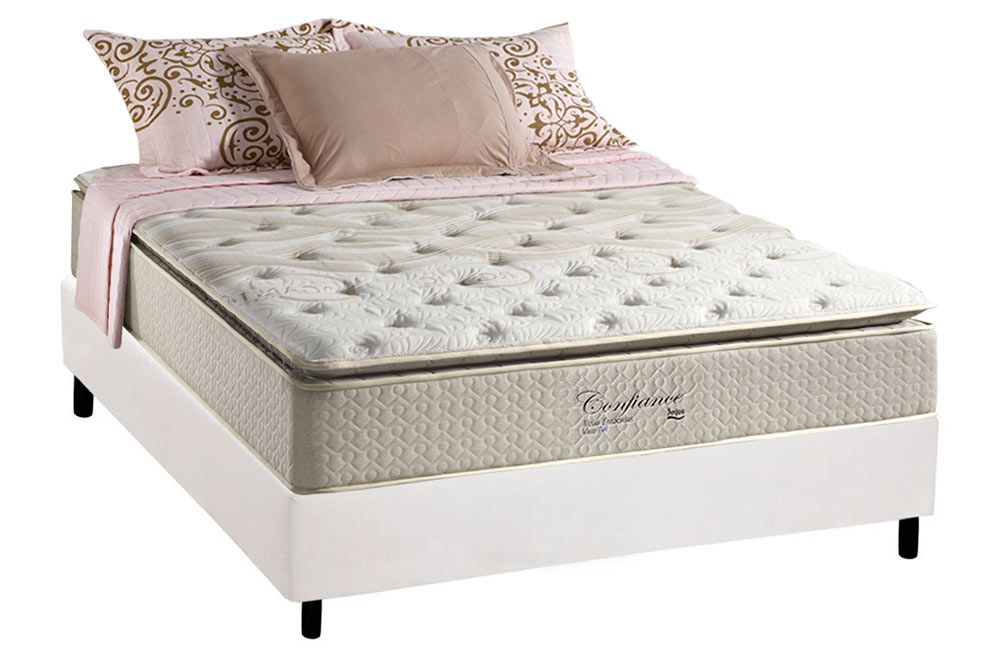 Cama Box : Colchão Molas Ensacadas Anjos Confiance + Base CRC Corano White 