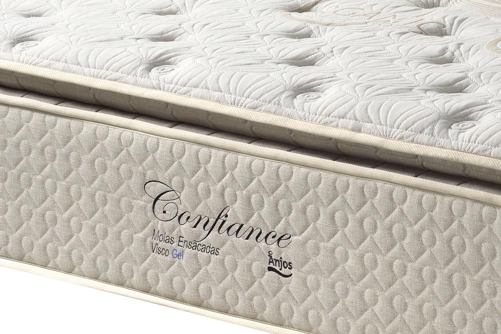 Cama Box : Colchão Molas Ensacadas Anjos Confiance + Base CRC Corano White 