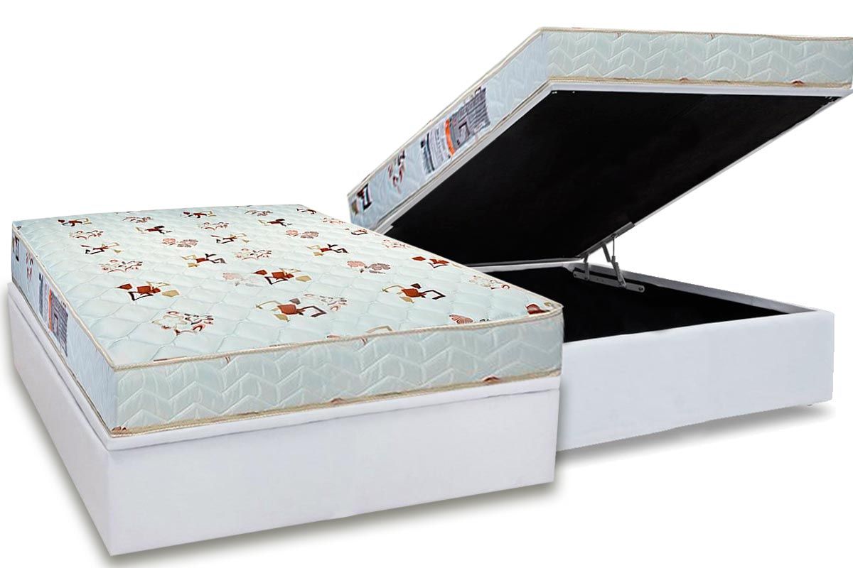 Cama Box Baú CRC +Colchão D23 RolandGarros Luckspuma