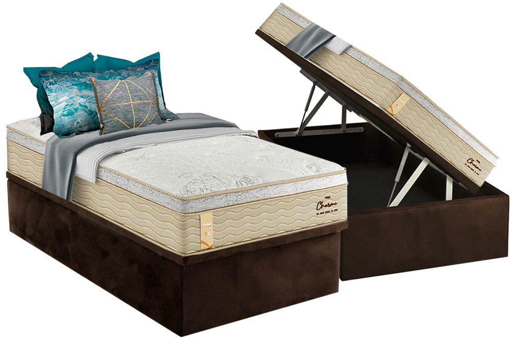 Cama Box Baú CRC +Colchão Molas Charme Probel