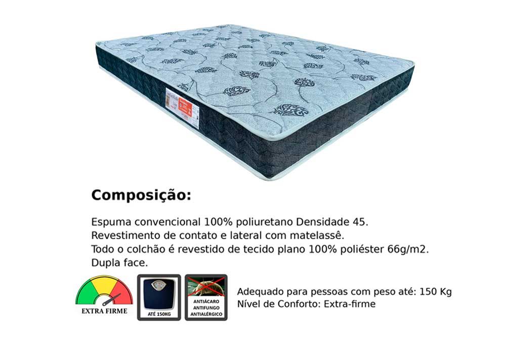 Cama Box Baú CRC +Colchão D45 ComfortPedic Orthoflex
