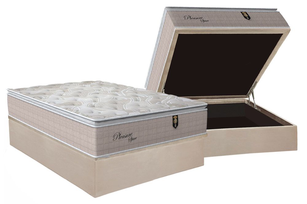 Cama Box Baú CRC +Colchão Molas Pleasure Orthoflex