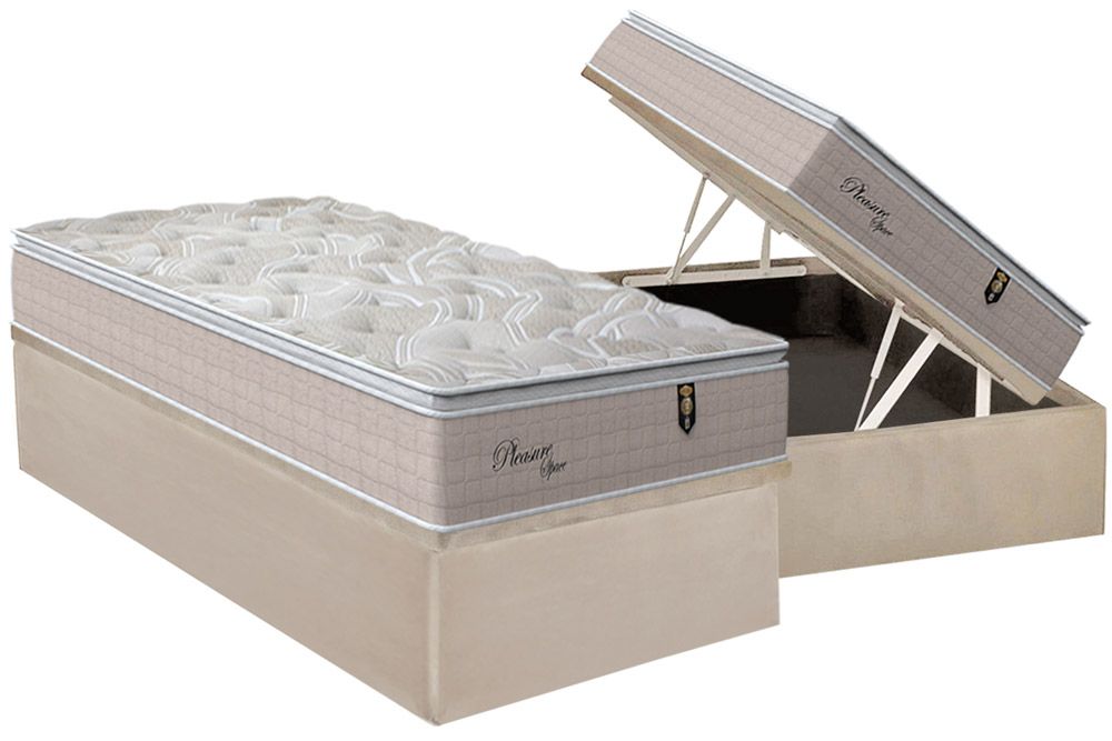 Cama Box Baú CRC +Colchão Molas Pleasure Orthoflex