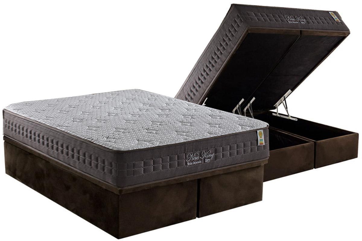 Cama Box Baú CRC +Colchão Molas New King Anjos